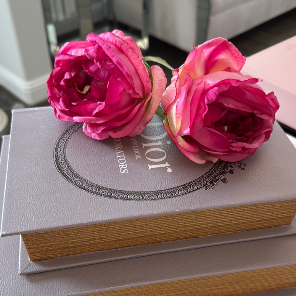 Vibrant Pink Faux Roses set of 2